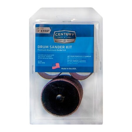 Century Drill & Tool Century Drill Drum Sander 4pc Kit 1-1/2'' x 2" - 1/4" Shank 77113